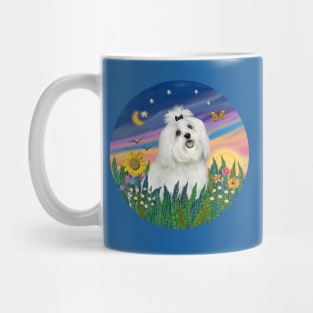 "Sunrise Garden" with an Adorable Maltese Mug